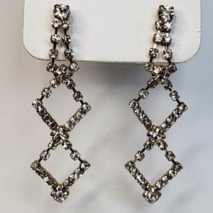 *4/$20* Sparkly crystal angular long drop earrings